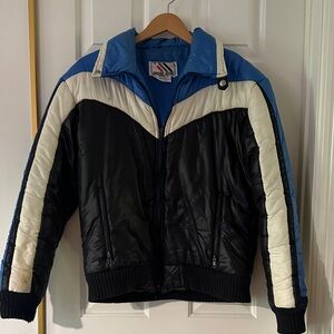 Vintage Blue and Black Ski Puffer Jacket
